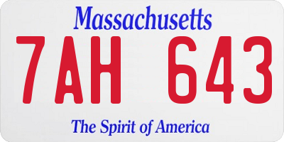 MA license plate 7AH643