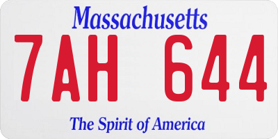 MA license plate 7AH644