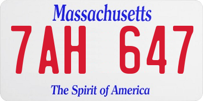 MA license plate 7AH647
