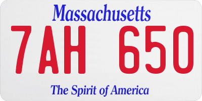 MA license plate 7AH650
