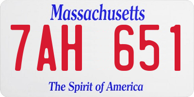 MA license plate 7AH651