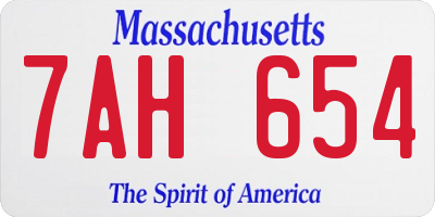 MA license plate 7AH654