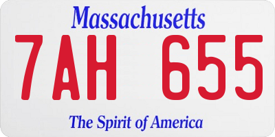 MA license plate 7AH655
