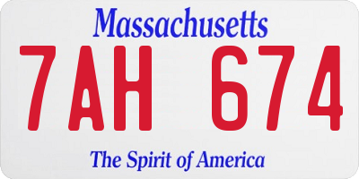 MA license plate 7AH674