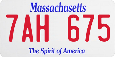 MA license plate 7AH675