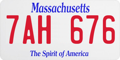 MA license plate 7AH676