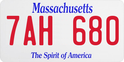 MA license plate 7AH680