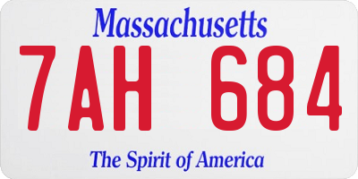 MA license plate 7AH684