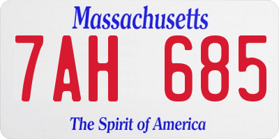 MA license plate 7AH685