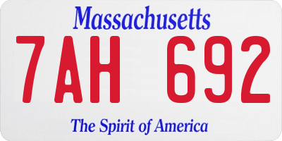 MA license plate 7AH692