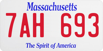 MA license plate 7AH693