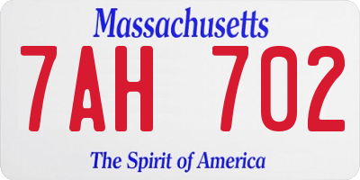 MA license plate 7AH702