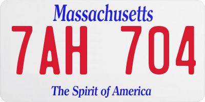 MA license plate 7AH704