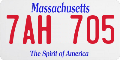 MA license plate 7AH705
