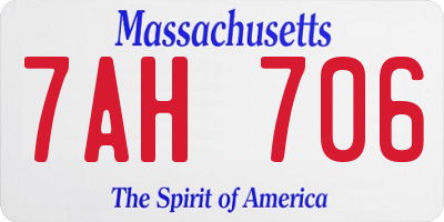 MA license plate 7AH706