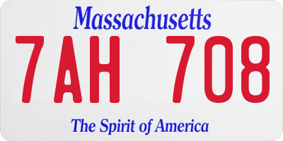 MA license plate 7AH708