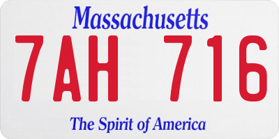 MA license plate 7AH716