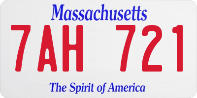 MA license plate 7AH721