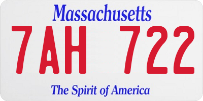 MA license plate 7AH722