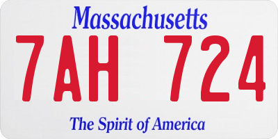 MA license plate 7AH724