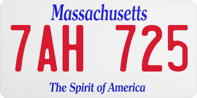 MA license plate 7AH725