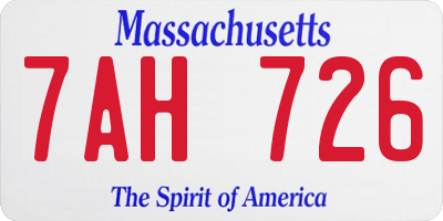 MA license plate 7AH726