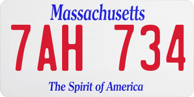 MA license plate 7AH734