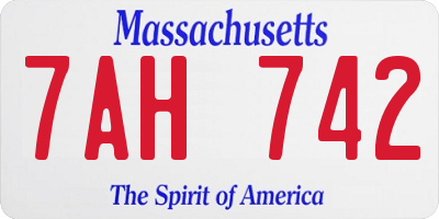 MA license plate 7AH742