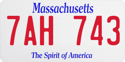 MA license plate 7AH743
