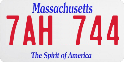MA license plate 7AH744
