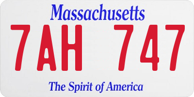 MA license plate 7AH747