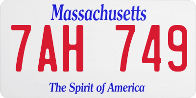MA license plate 7AH749