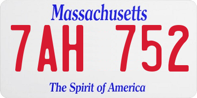MA license plate 7AH752