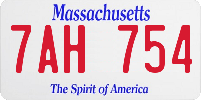 MA license plate 7AH754