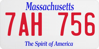 MA license plate 7AH756
