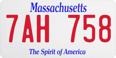 MA license plate 7AH758