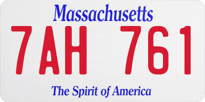 MA license plate 7AH761