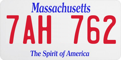 MA license plate 7AH762