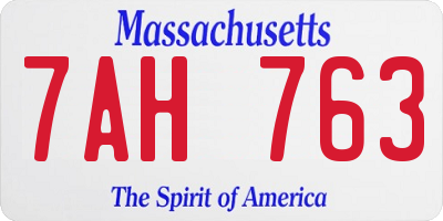 MA license plate 7AH763