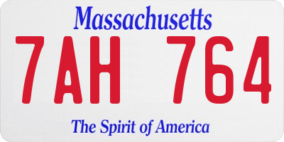 MA license plate 7AH764