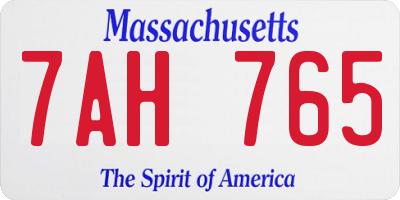 MA license plate 7AH765