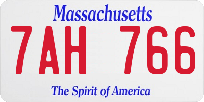 MA license plate 7AH766