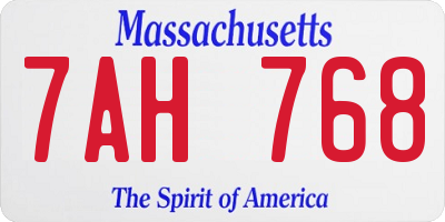 MA license plate 7AH768