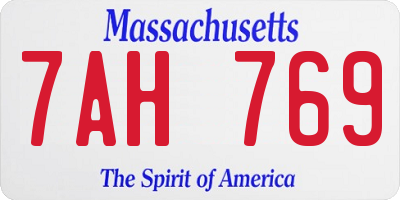MA license plate 7AH769
