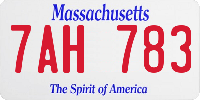 MA license plate 7AH783