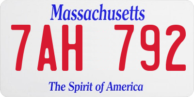 MA license plate 7AH792