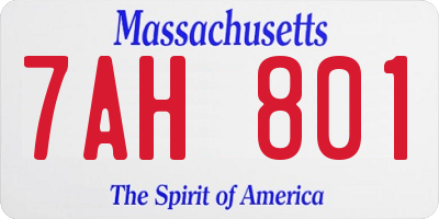 MA license plate 7AH801