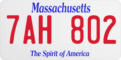 MA license plate 7AH802