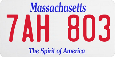 MA license plate 7AH803