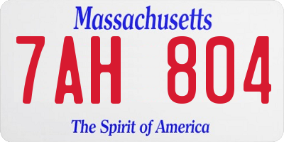 MA license plate 7AH804
